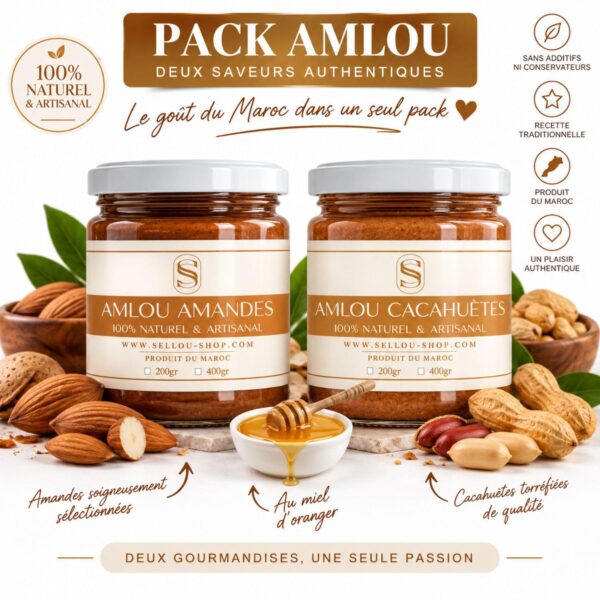 Pack Amlou : pot amandes + cacahuètes 200 g