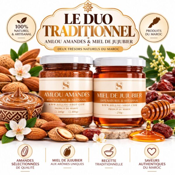 Pack Duo Traditionnel : Amlou amandes & miel de jujubier