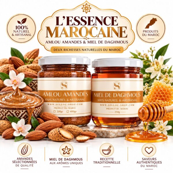 Pack Essence Marocaine : Amlou amandes + miel de Daghmous